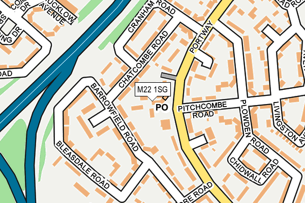 M22 1SG map - OS OpenMap – Local (Ordnance Survey)