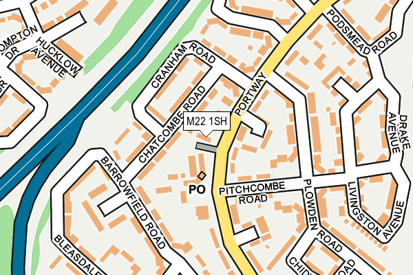 M22 1SH map - OS OpenMap – Local (Ordnance Survey)