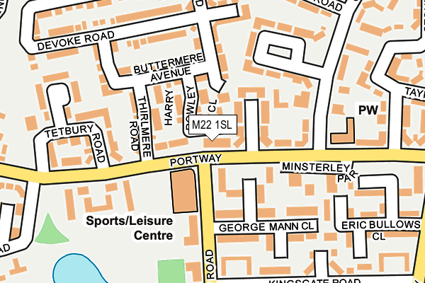 M22 1SL map - OS OpenMap – Local (Ordnance Survey)