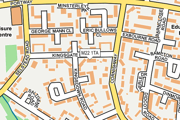 M22 1TA map - OS OpenMap – Local (Ordnance Survey)