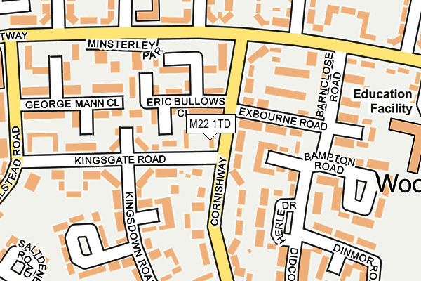 M22 1TD map - OS OpenMap – Local (Ordnance Survey)