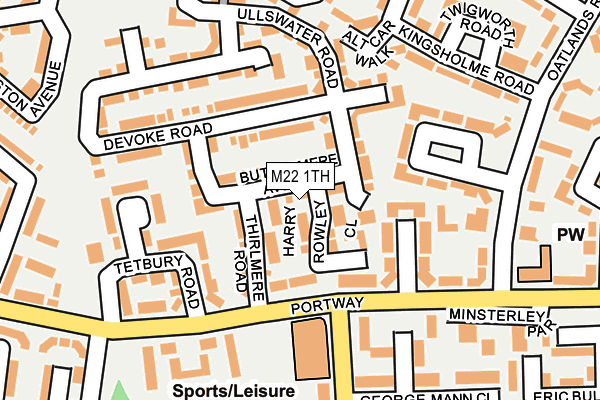 M22 1TH map - OS OpenMap – Local (Ordnance Survey)