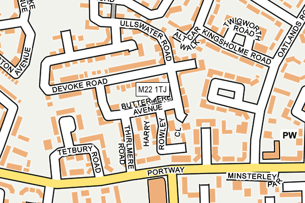 M22 1TJ map - OS OpenMap – Local (Ordnance Survey)