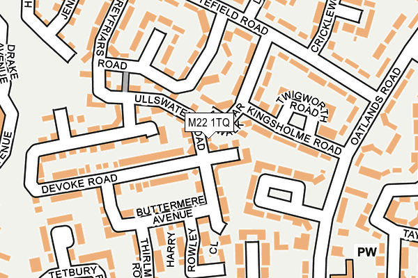 M22 1TQ map - OS OpenMap – Local (Ordnance Survey)