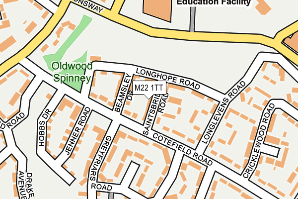 M22 1TT map - OS OpenMap – Local (Ordnance Survey)