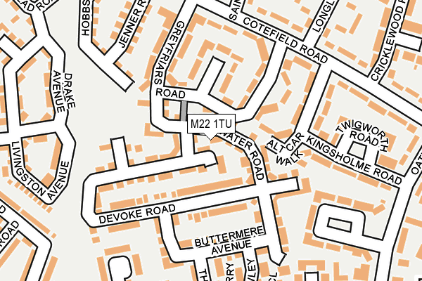 M22 1TU map - OS OpenMap – Local (Ordnance Survey)