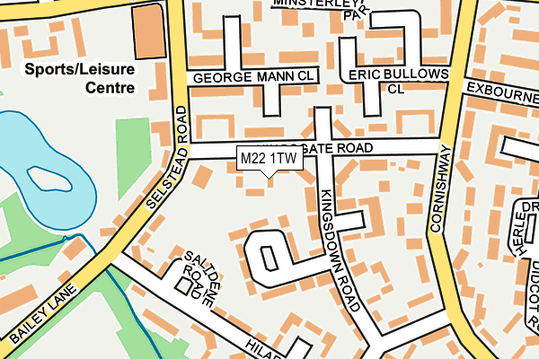 M22 1TW map - OS OpenMap – Local (Ordnance Survey)