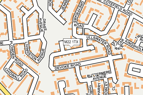 M22 1TX map - OS OpenMap – Local (Ordnance Survey)