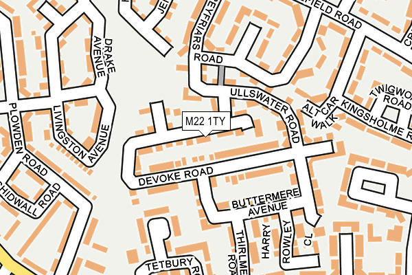 M22 1TY map - OS OpenMap – Local (Ordnance Survey)