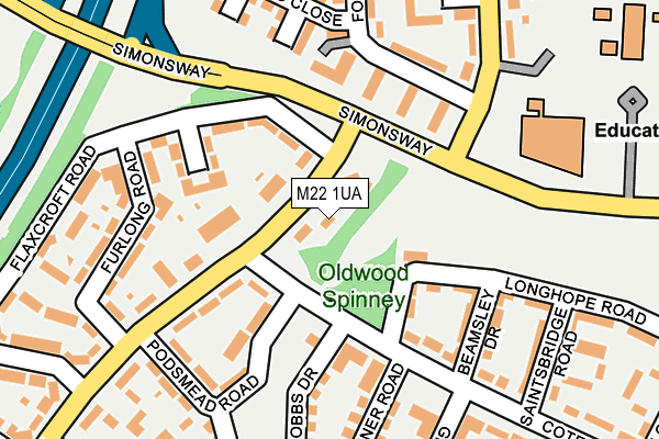M22 1UA map - OS OpenMap – Local (Ordnance Survey)