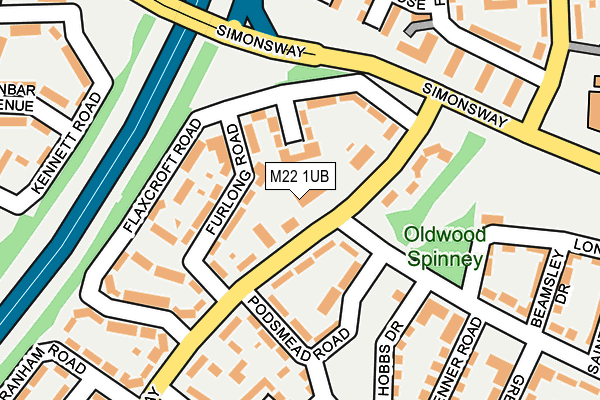 M22 1UB map - OS OpenMap – Local (Ordnance Survey)