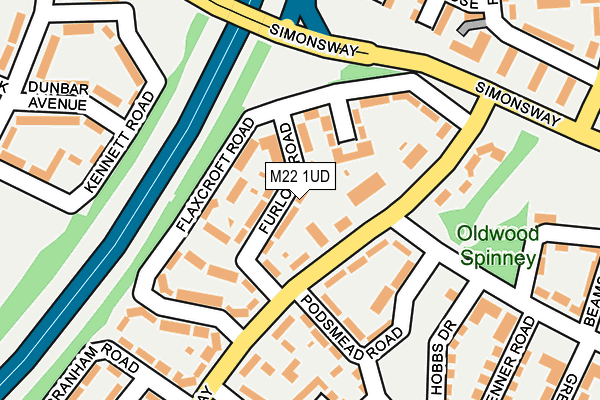 M22 1UD map - OS OpenMap – Local (Ordnance Survey)