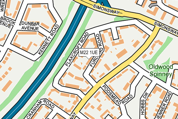M22 1UE map - OS OpenMap – Local (Ordnance Survey)