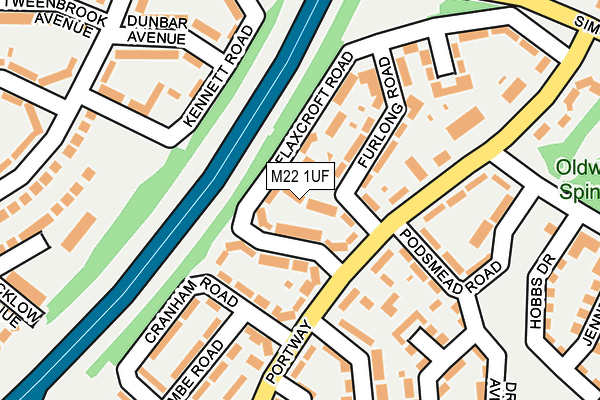 M22 1UF map - OS OpenMap – Local (Ordnance Survey)