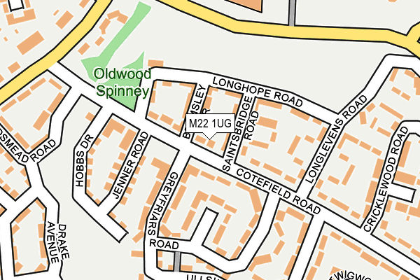 M22 1UG map - OS OpenMap – Local (Ordnance Survey)