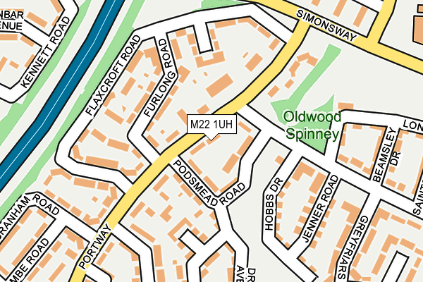 M22 1UH map - OS OpenMap – Local (Ordnance Survey)