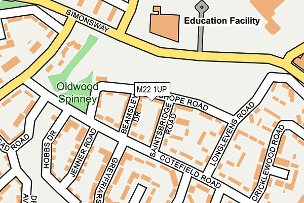 M22 1UP map - OS OpenMap – Local (Ordnance Survey)