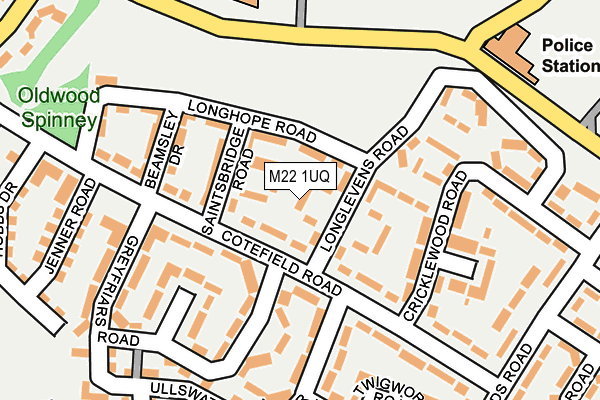 M22 1UQ map - OS OpenMap – Local (Ordnance Survey)