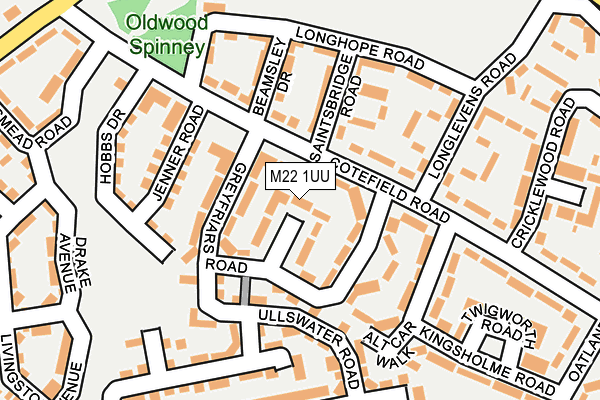 M22 1UU map - OS OpenMap – Local (Ordnance Survey)