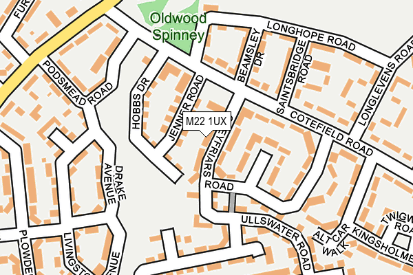 M22 1UX map - OS OpenMap – Local (Ordnance Survey)