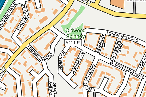M22 1UY map - OS OpenMap – Local (Ordnance Survey)