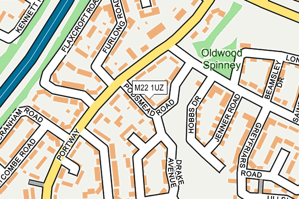 M22 1UZ map - OS OpenMap – Local (Ordnance Survey)