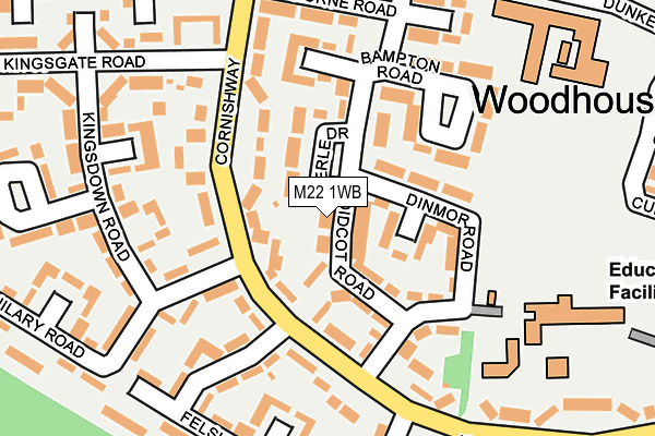 M22 1WB map - OS OpenMap – Local (Ordnance Survey)