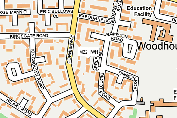 M22 1WH map - OS OpenMap – Local (Ordnance Survey)