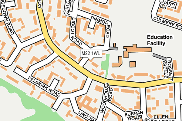 M22 1WL map - OS OpenMap – Local (Ordnance Survey)