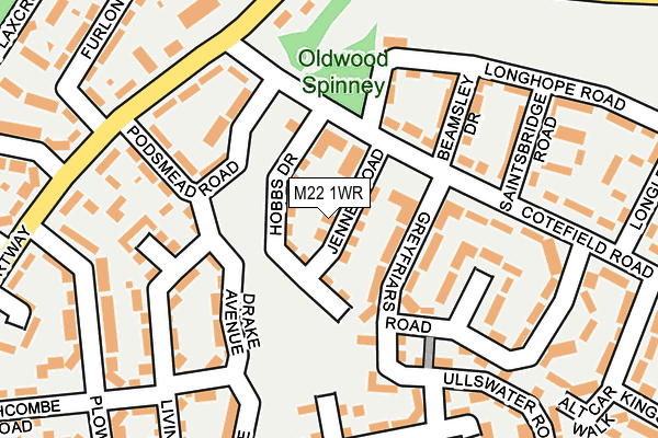 M22 1WR map - OS OpenMap – Local (Ordnance Survey)