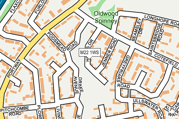 M22 1WS map - OS OpenMap – Local (Ordnance Survey)