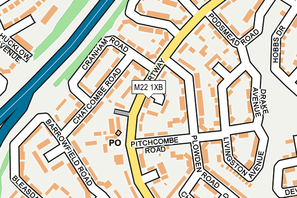 M22 1XB map - OS OpenMap – Local (Ordnance Survey)