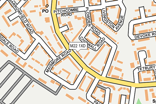 M22 1XD map - OS OpenMap – Local (Ordnance Survey)