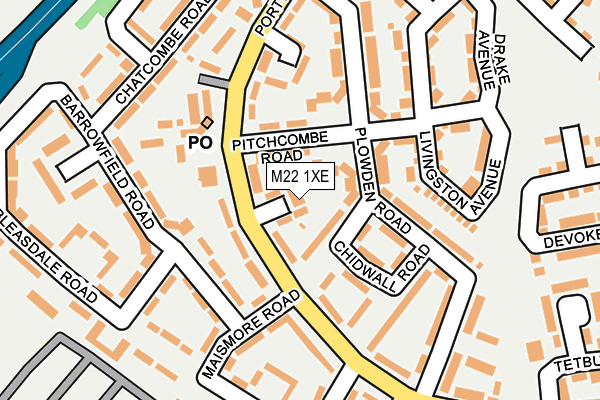 M22 1XE map - OS OpenMap – Local (Ordnance Survey)