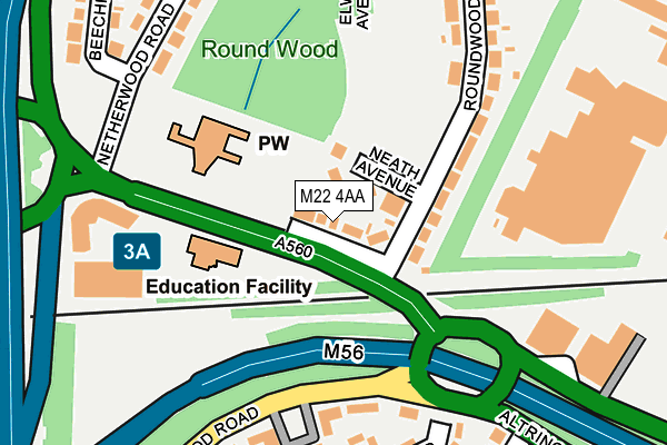 M22 4AA map - OS OpenMap – Local (Ordnance Survey)