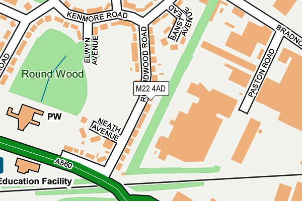 M22 4AD map - OS OpenMap – Local (Ordnance Survey)