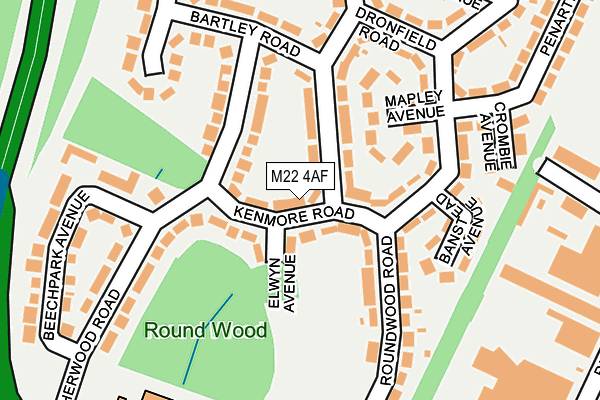 M22 4AF map - OS OpenMap – Local (Ordnance Survey)