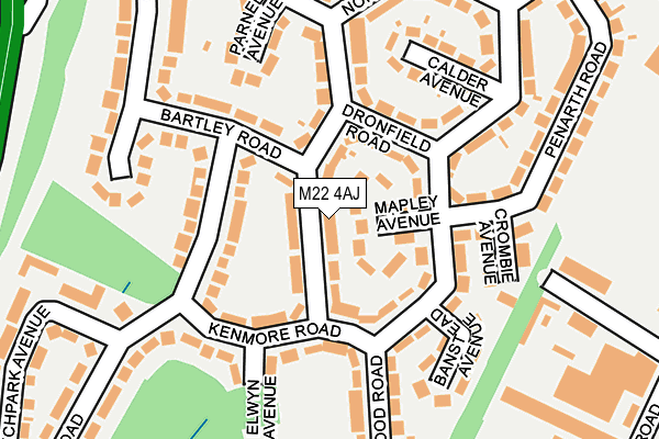 M22 4AJ map - OS OpenMap – Local (Ordnance Survey)