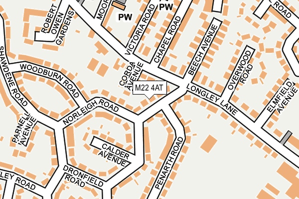 M22 4AT map - OS OpenMap – Local (Ordnance Survey)