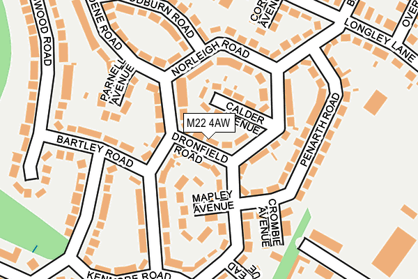 M22 4AW map - OS OpenMap – Local (Ordnance Survey)