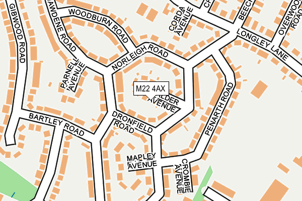 M22 4AX map - OS OpenMap – Local (Ordnance Survey)