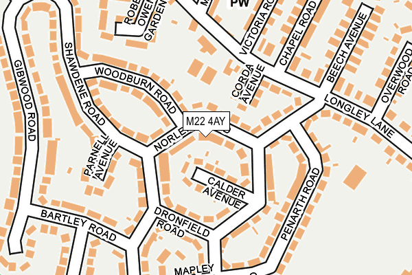 M22 4AY map - OS OpenMap – Local (Ordnance Survey)