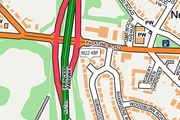 M22 4BF map - OS OpenMap – Local (Ordnance Survey)