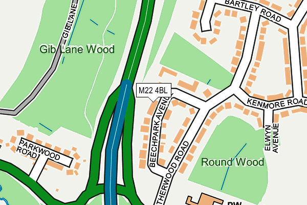 M22 4BL map - OS OpenMap – Local (Ordnance Survey)