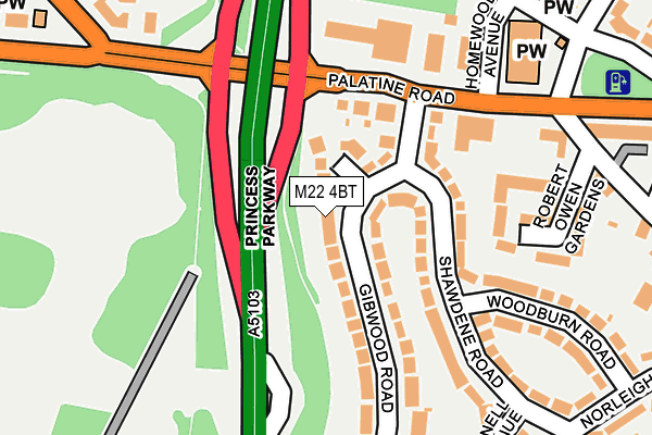 M22 4BT map - OS OpenMap – Local (Ordnance Survey)