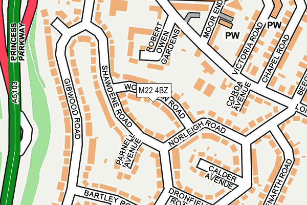 M22 4BZ map - OS OpenMap – Local (Ordnance Survey)
