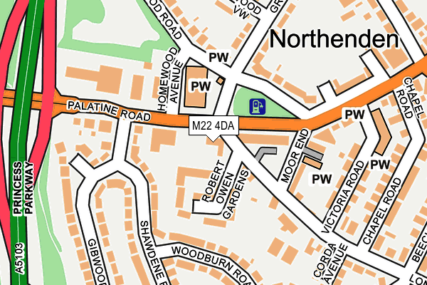 M22 4DA map - OS OpenMap – Local (Ordnance Survey)