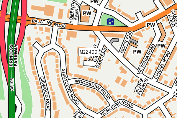 M22 4DD map - OS OpenMap – Local (Ordnance Survey)