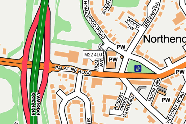 M22 4DJ map - OS OpenMap – Local (Ordnance Survey)