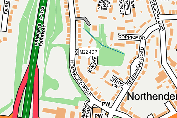 M22 4DP map - OS OpenMap – Local (Ordnance Survey)